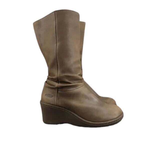 Keen Shoes Womens 5.5 Boots Wedge Mid Calf Pull On Leather Fashion Atika Brown - Picture 1 of 16